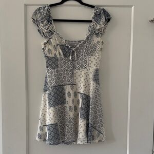 Urban outfitters blue and cream patchwork style dress